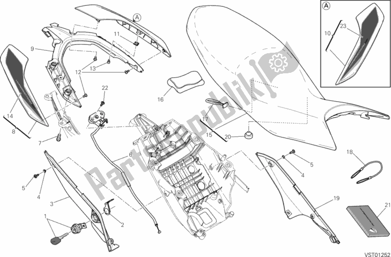 Todas as partes de Assento do Ducati Hypermotard SP 821 2014